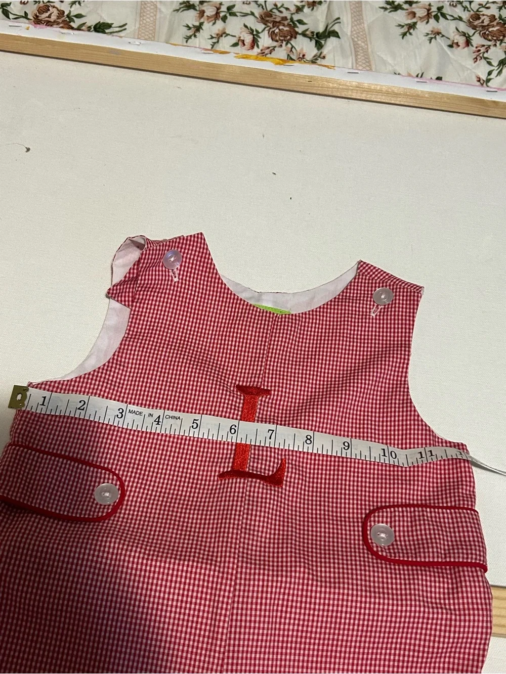 Unbranded Pink Gingham Monogram Kids Romper - Letter L
